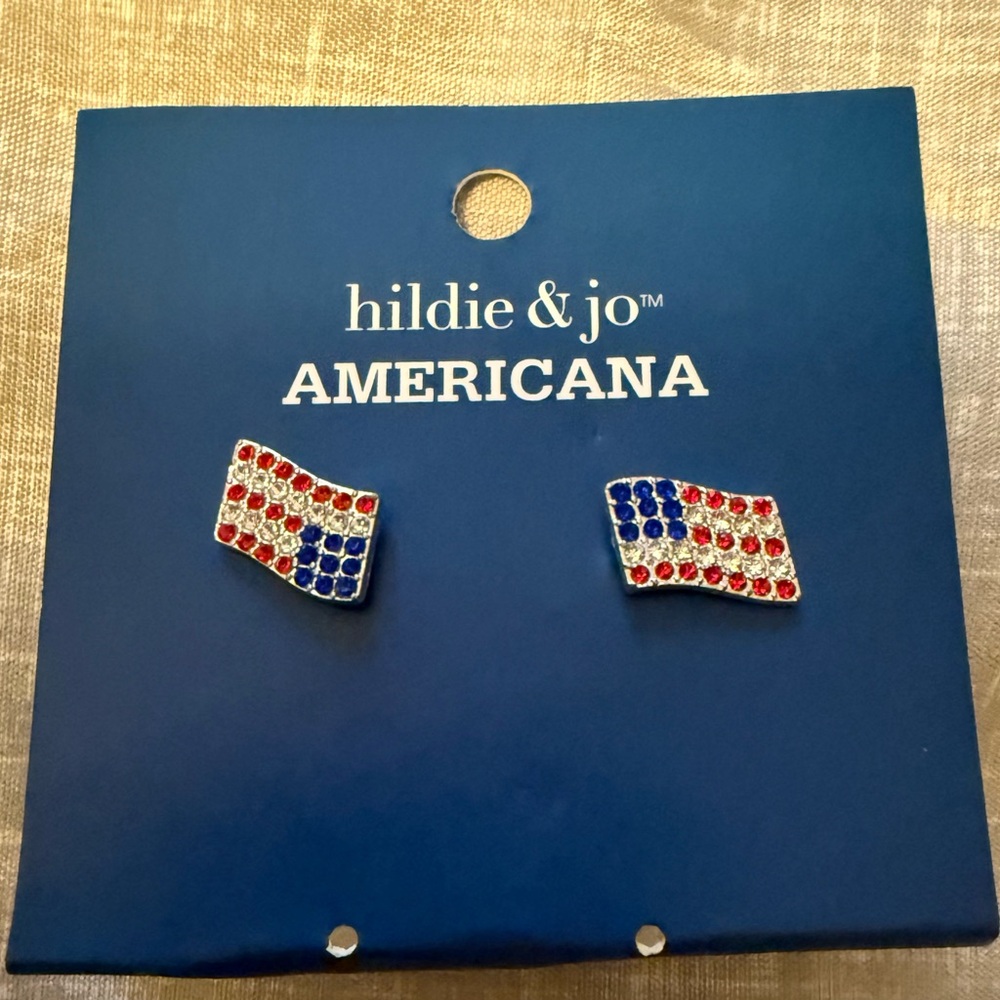 Americana Flag Earrings - Red, Blue, Silver